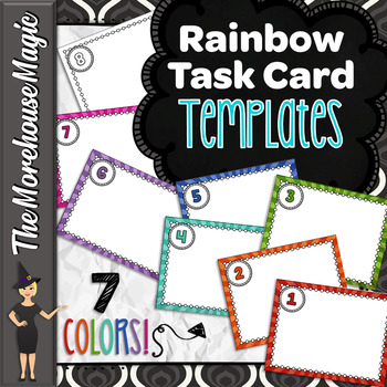 Preview of Rainbow Task Card Templates - Editable!