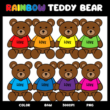 Rainbow Teddy Bear clipart by Monalisa Creative Store | TPT