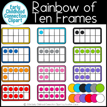 Preview of Rainbow Ten Frames Clipart 144 Graphics {Early Childhood Connection}