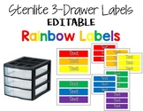Rainbow Text Editable Sterilite 3-Drawer Labels
