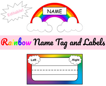 Preview of Rainbow Theme - Label and Name Tag - Class Decor