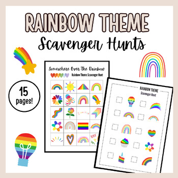 Preview of Rainbow Theme Printable Scavenger Hunt Activity Package