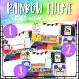 Rainbow Theme Virtual Classroom Templates | Editable Bitmo