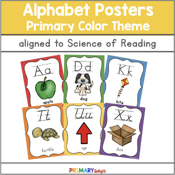Preview of Alphabet Posters in Primary Colors aligned with Science of Reading