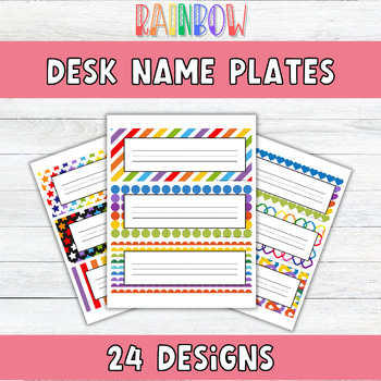 Rainbow Themed Desk Name Plates / Name Tags Set 1 | TPT