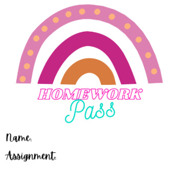 Preview of Rainbow Themed Homework Pass