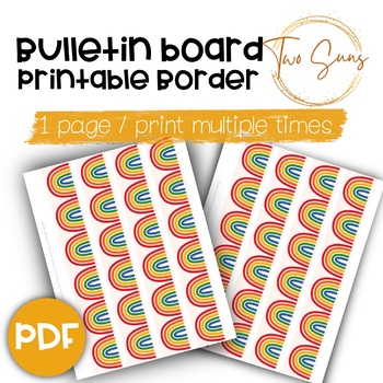 Preview of Rainbow Themed Large Bulletin Board Border, Printable Border, PDF Format