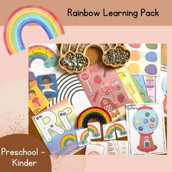Preview of Rainbow Themed Math and Literacy Learning Pack for Preschool and Homeschool