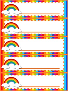 rainbow themed name tags plates by flapjack educational resources