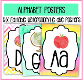 Rainbow & Tie Dye Watercolor Themed Alphabet Posters (Edit