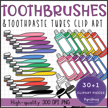 Preview of Rainbow Toothbrushes and Toothpaste Tubes Dental Health Clip Art Set