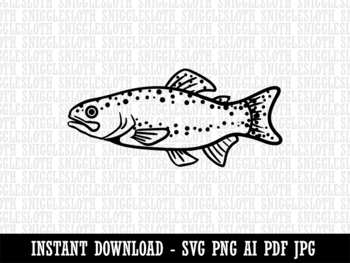 Rainbow Trout Fish with Spots Fishing Clipart Instant Digital