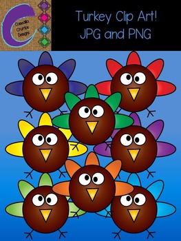 Preview of Rainbow Turkey Clip Art Color Images FREEBIE FREE