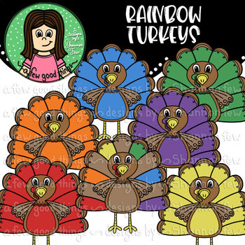 Preview of Rainbow Turkeys Clip Art