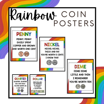 Preview of Rainbow U.S Coins & Money Posters, Bulletin Board | Primary Classic Colors