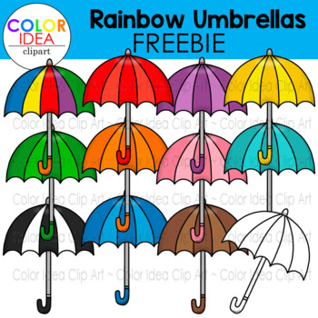 Preview of Rainbow Umbrellas FREEBIE