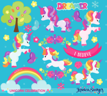 Rainbow Unicorn Clipart By Jessica Sawyer Design Tpt
