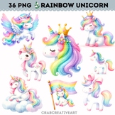 Rainbow Unicorn Clipart, Cute Unicorn PNG, Unicorn Birthda