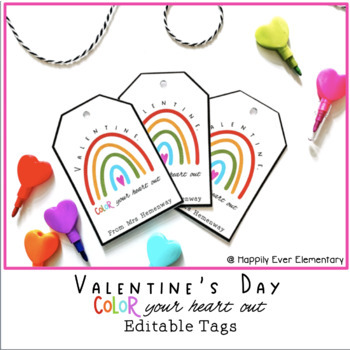 Boho Rainbow Valentine's Day Gift Bag Tags by Magic in Room 103