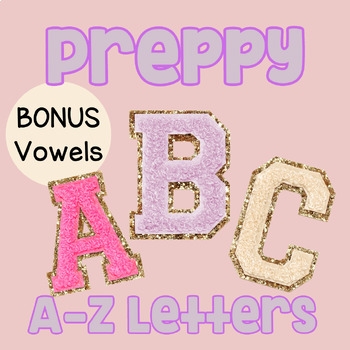 Preview of Rainbow Varsity Patch Letters A-Z, Preppy Letters, Rainbow Letters
