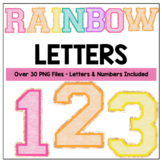 Rainbow Varsity Patch Letters Clipart - Classroom Decor - 