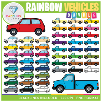 Preview of Rainbow Vehicles Clip Art BUNDLE! (+ BONUS Bicycles)