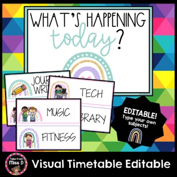 Preview of Rainbow Visual Timetable/Schedule Cards EDITABLE