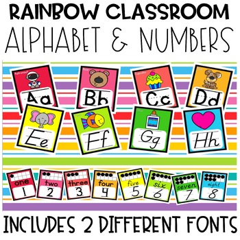 Preview of Rainbow Wall Alphabet and Numbers | Alphabet Posters | Number Posters