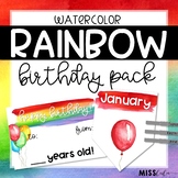 Rainbow Watercolor Birthday Pack
