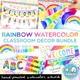 Rainbow Watercolor Classroom Decor Bundle - Rainbow Class 