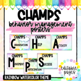 Rainbow Watercolor CHAMPS Behavior Management Posters with