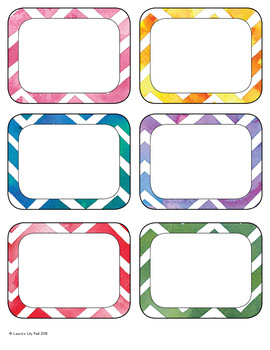 Rainbow Watercolor Chevron Editable Labels by Laura's Lily Pad | TpT