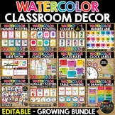 Rainbow Watercolor Classroom Decor BUNDLE | Management | O