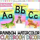 Rainbow Watercolor Classroom Decor Bundle | Rules, Alphabe