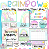 Rainbow Watercolor Classroom Theme Bundle