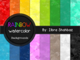 Rainbow Watercolor Digital Paper Backgrounds