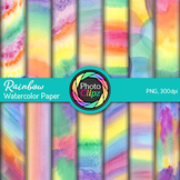 Rainbow Watercolor Digital Paper Clipart: 14 Background Cl