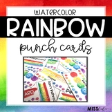 Rainbow Watercolor Editable Punch Pass Cards