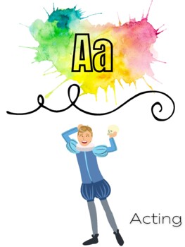Preview of Rainbow Watercolor Elementary Theatre Alphabet Poster (1 of 2)