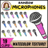 Rainbow Watercolor Microphone Clipart