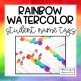 Rainbow Watercolor Name Tags {Editable}