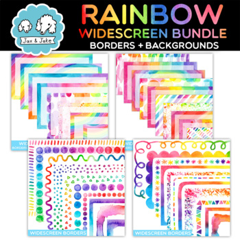 Preview of Rainbow Watercolor SLIDE Borders BUNDLE - Editable Google Slides Templates