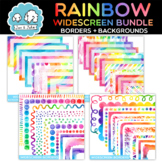 Rainbow Watercolor SLIDE Borders BUNDLE - Editable Google 