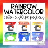Rainbow Watercolor Shape and Color Posters