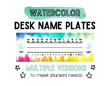 Rainbow Watercolor Theme Desk Name Plates/Desk Tags (Multi