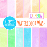 Rainbow Watercolor Washes Digital Papers / Backgrounds Cli