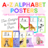 Rainbow Watercolour Animal Themed A-Z Posters - 2 Designs!