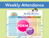 Rainbow Weekly Attendance Form - Essential for Daycare, Ch