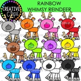 Rainbow Whimsy Reindeer Clipart {Rainbow Christmas Clipart}