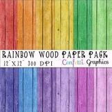 Wood Textures In Rainbow Colors 12 Digital Background 12"x12"